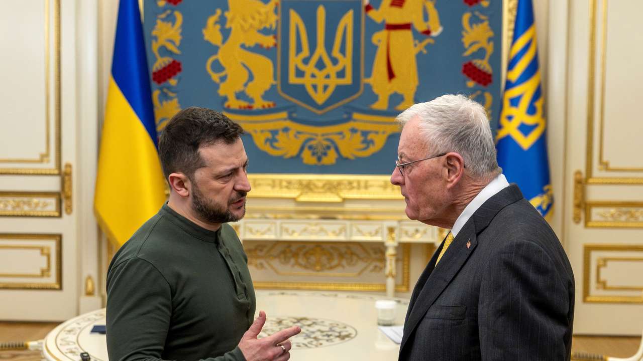 Ukrainian President Volodymyr Zelenskiy meets U.S. Special Envoy to Ukraine and Russia Keith Kellogg, amid Russia's attack on Ukraine, in Kyiv