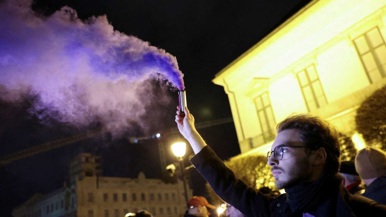 FILE PHOTO: Protest to demand the resignation of Hungarian President Novak, in Budapest