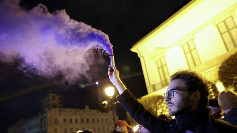 FILE PHOTO: Protest to demand the resignation of Hungarian President Novak, in Budapest