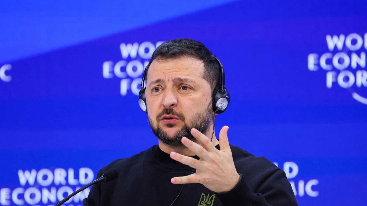 FILE PHOTO: Ukraine's President Volodymyr Zelenskiy in Davos