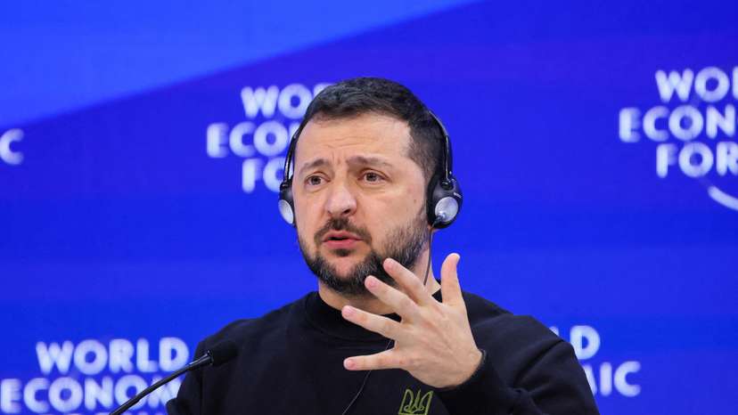 FILE PHOTO: Ukraine's President Volodymyr Zelenskiy in Davos