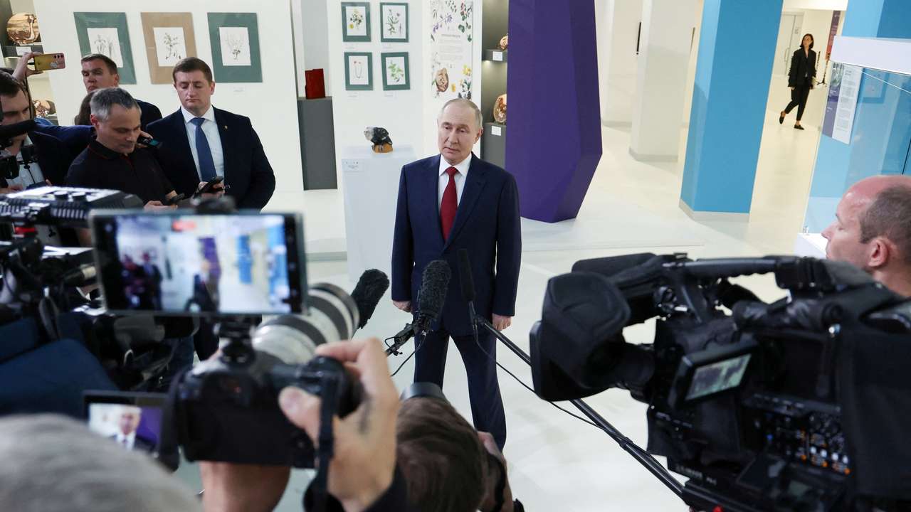 Russian President Putin meets with journalists in Sirius near Sochi