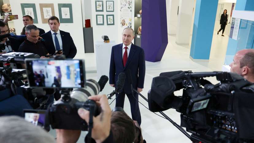 Russian President Putin meets with journalists in Sirius near Sochi