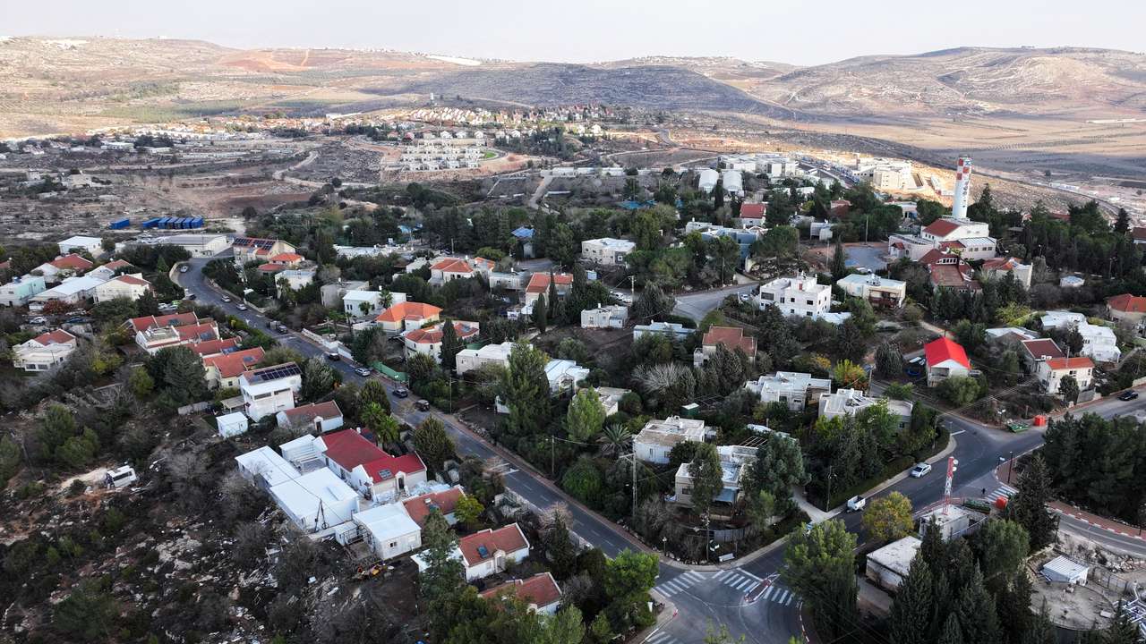 A drone view of the Israeli settlement Shilo