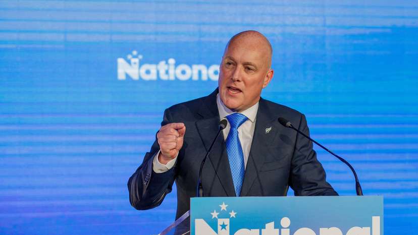 FILE PHOTO: Christopher Luxon, Leader of the National Party speaks to supporters in Auckland