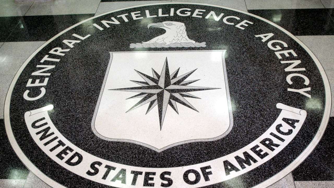 The logo of the U.S. Central Intelligence Agency is shown in the lobby of the CIA headquarters in La..