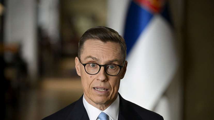 Finnish President Stubb gives a traditional New Year's speech at the Presidential Palace in Helsinki
