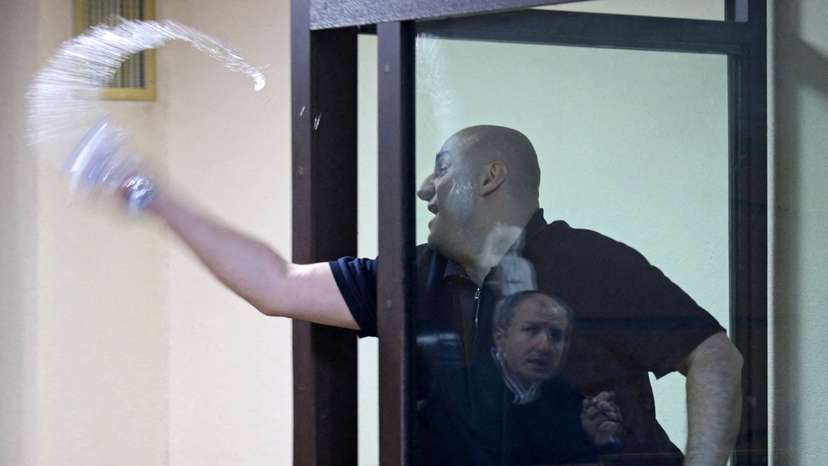 FILE PHOTO: Georgian opposition politician Nika Melia attends a court hearing in Tbilisi