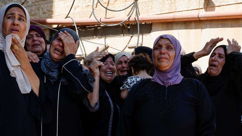Funeral of three Palestinians who were killed in an Israeli raid, in Aqaba