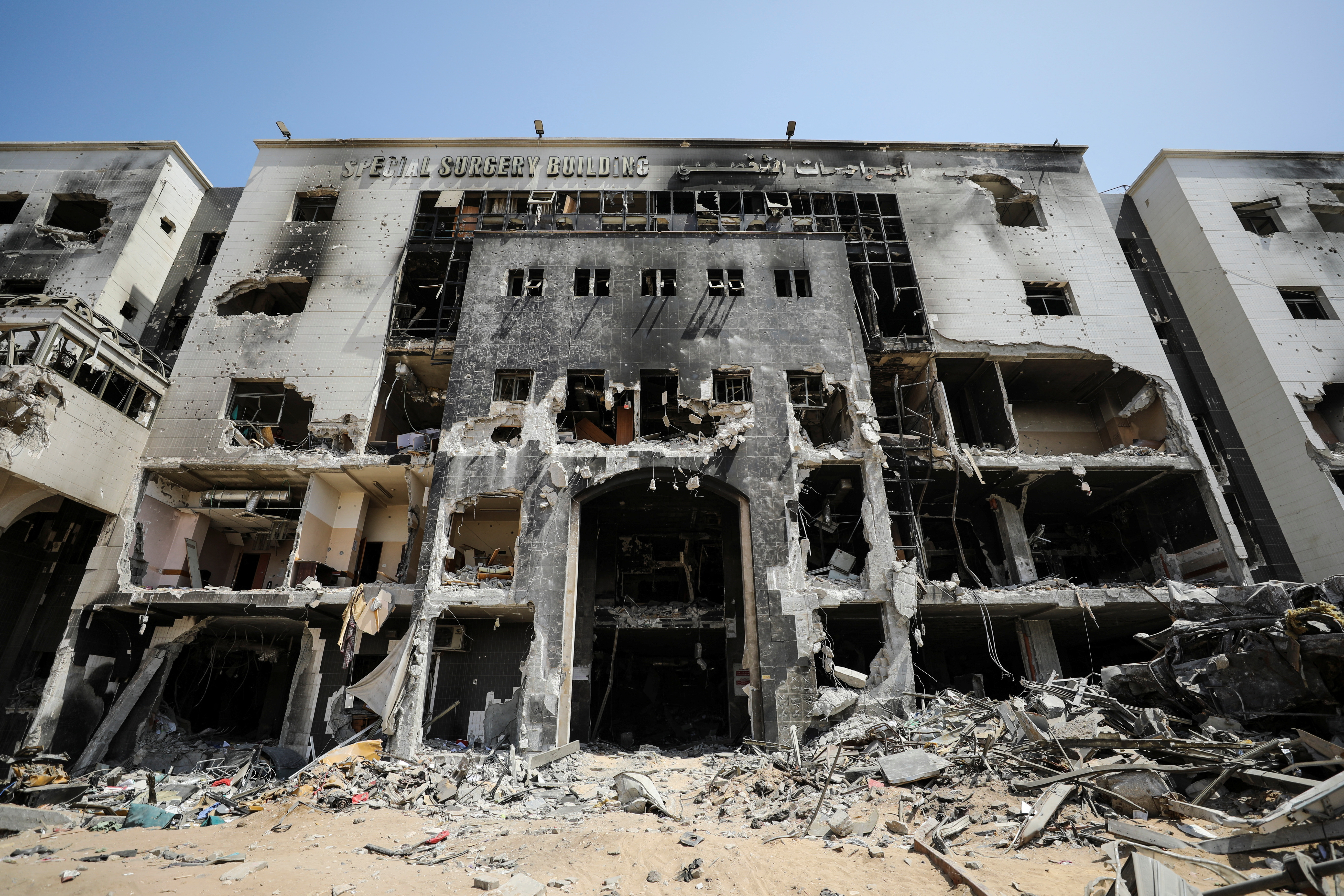 Aftermath of a two-week Israeli operation at Al Shifa Hospital and the area around it
