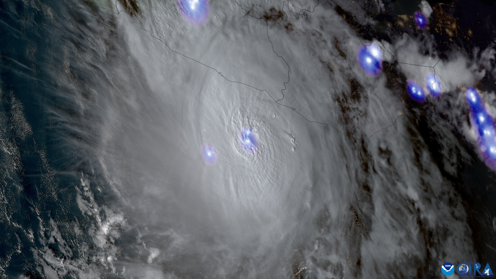 Satellite imagery shows hurricane Otis making landfall in Mexico