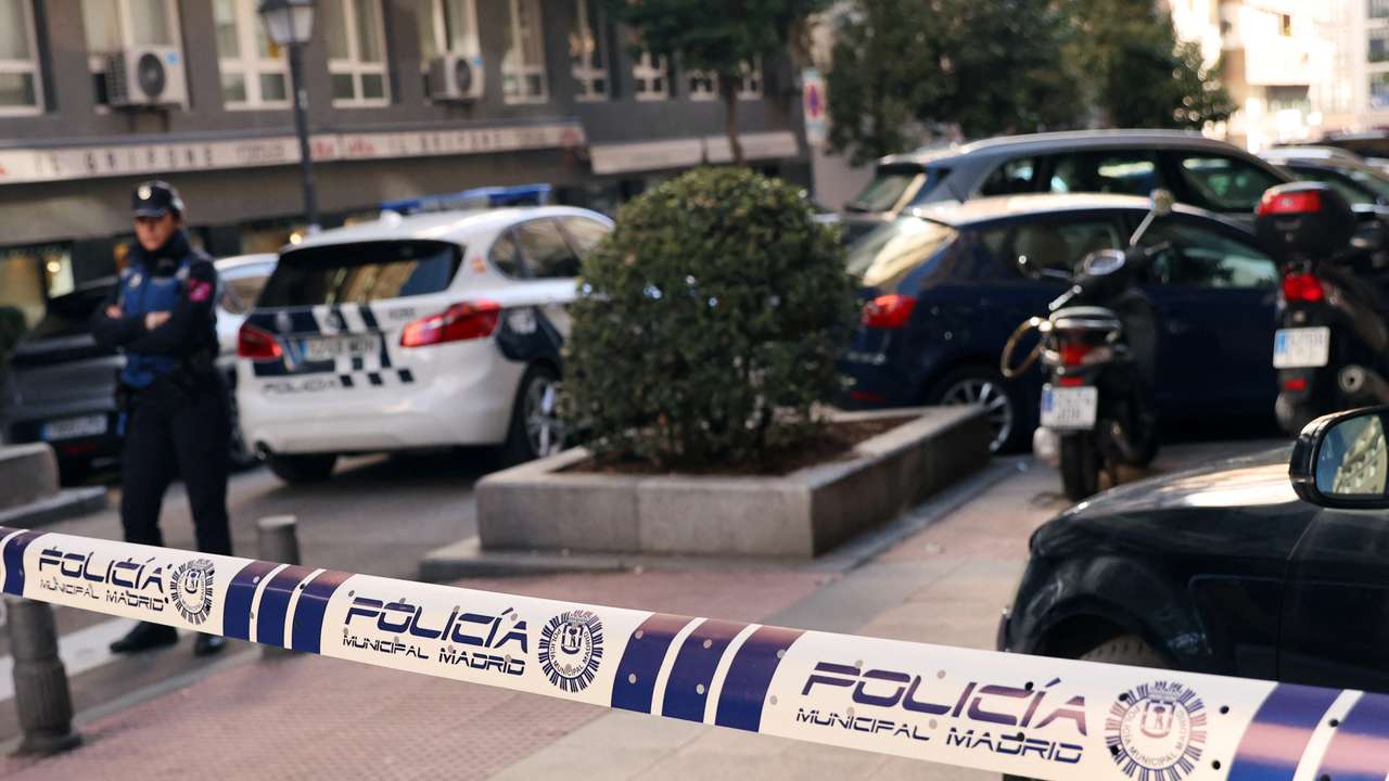 Police work at the site where Alejo Vidal-Quadras, former head of Spain's People's Party in the Catalonia region, was shot in the face, in Madrid