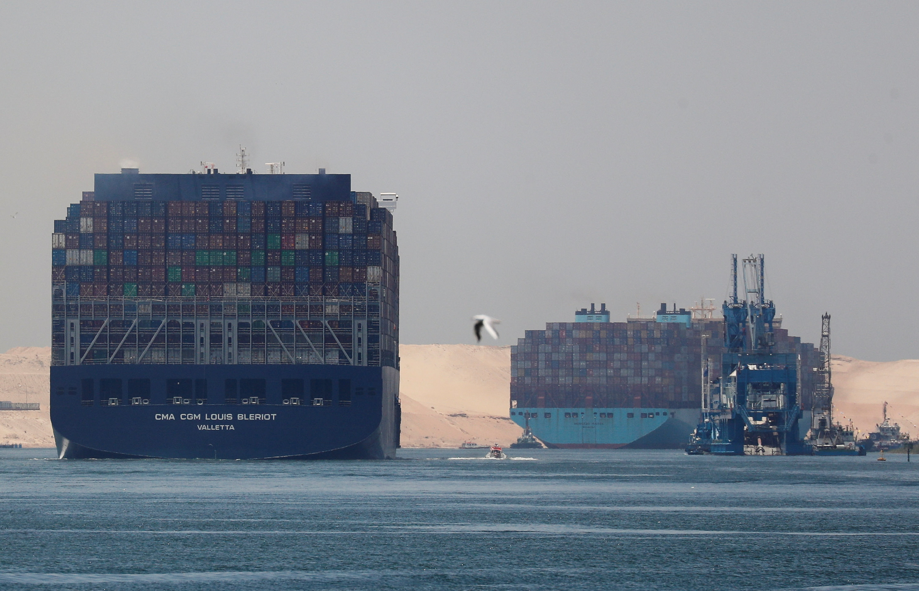 FILE PHOTO: Container ships in Suez Canal