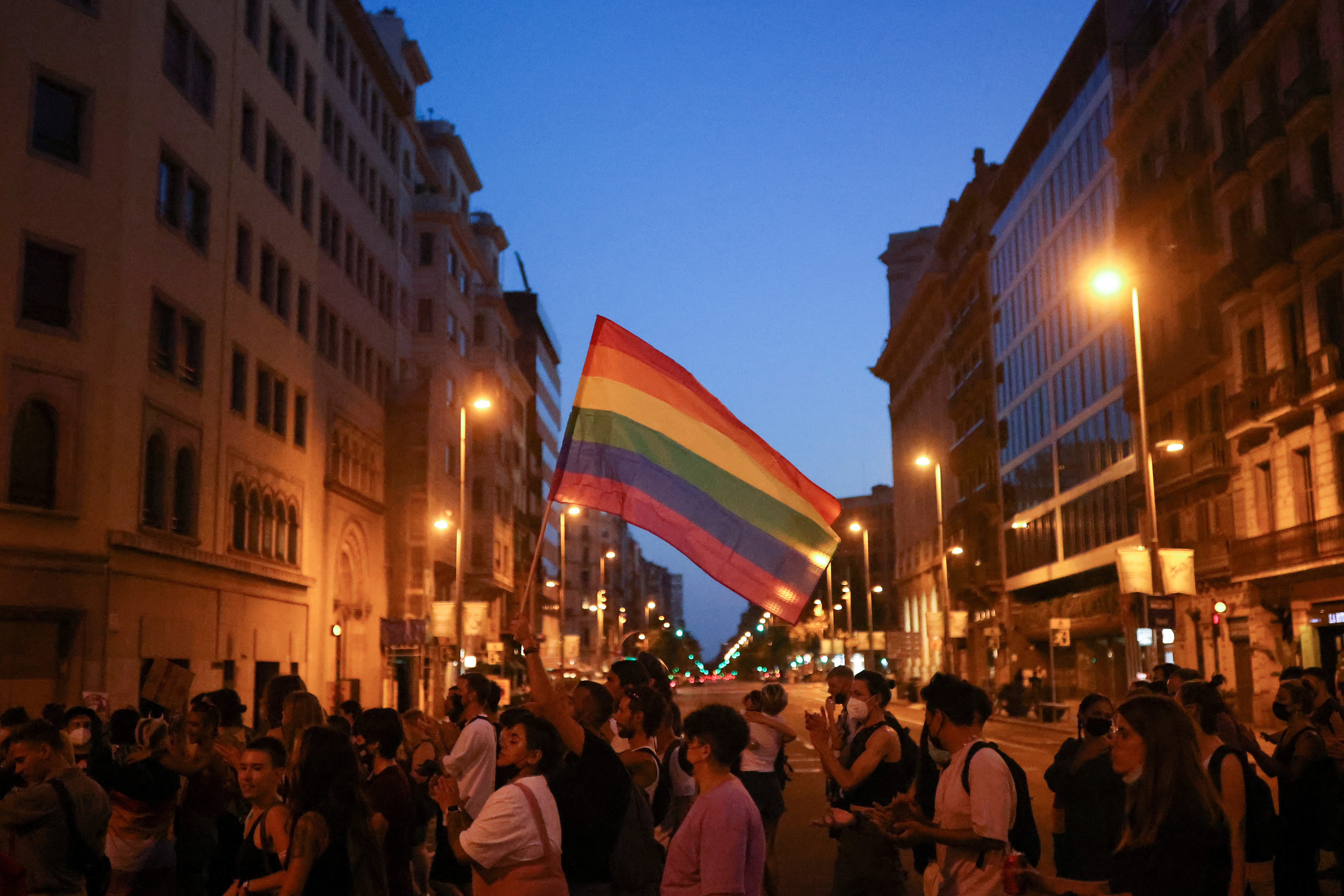 Protest against homophobic crimes following the death of Samuel Luiz, in Barcelona