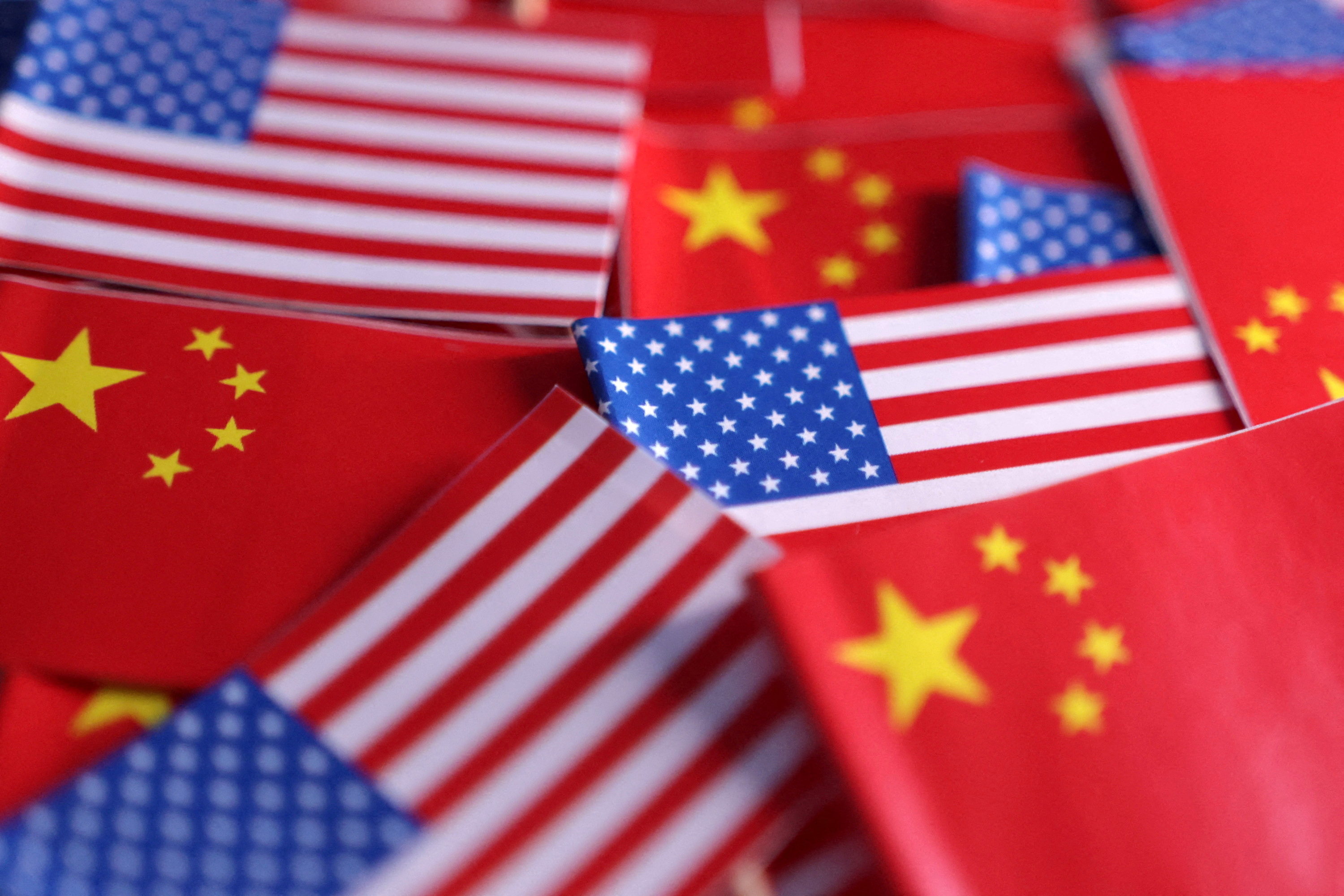 FILE PHOTO: Illustration shows U.S. and Chinese flags