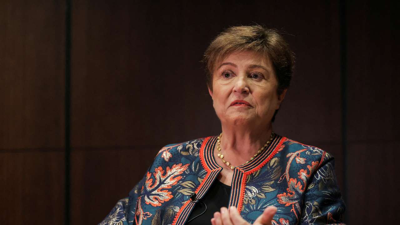 FILE PHOTO: IMF Managing Director Kristalina Georgieva speaks during an interview in Sao Paulo