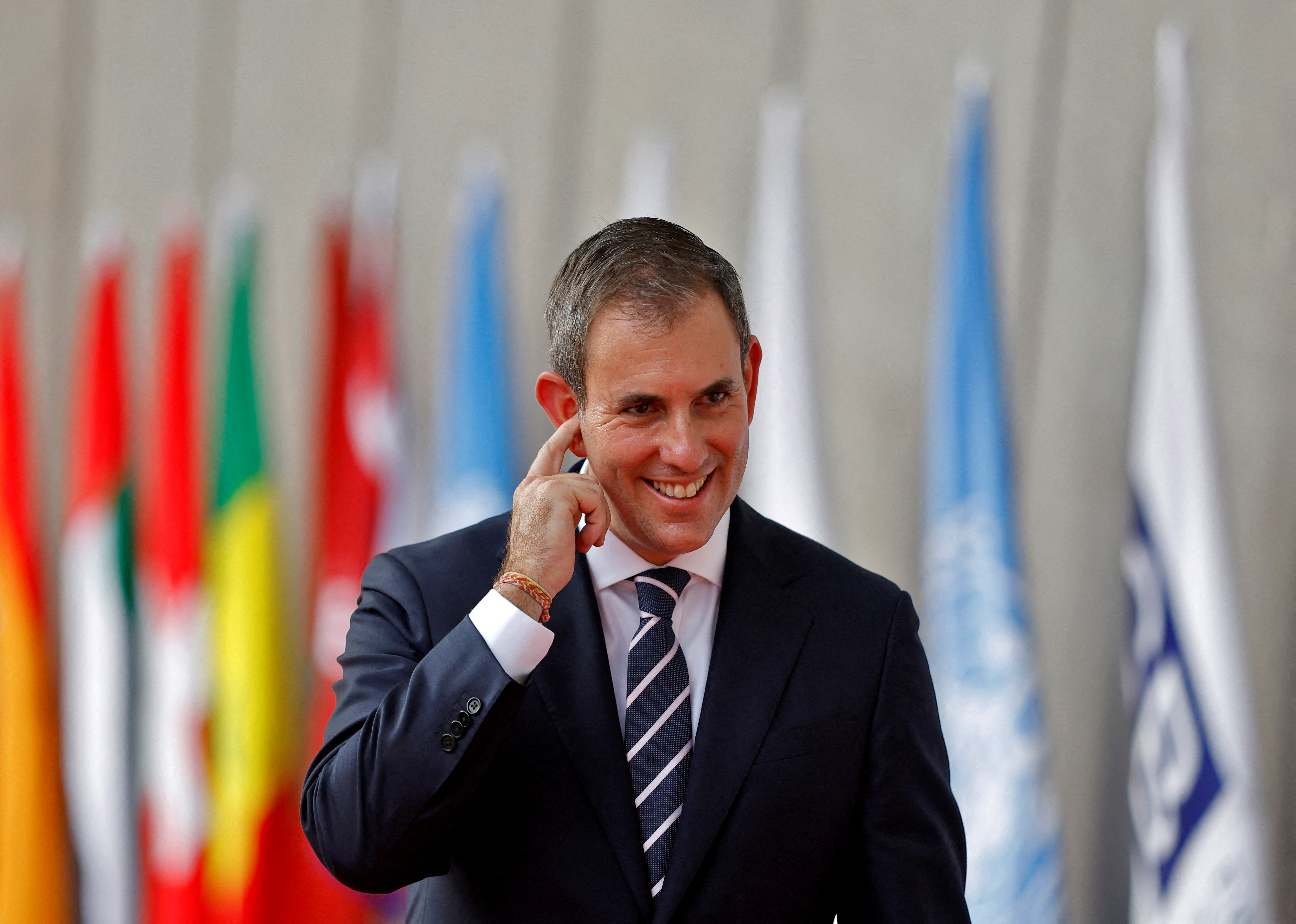 FILE PHOTO: Australian Treasurer Chalmers arrives to attend a G20 finance ministers' and Central Bank governors' meeting at Gandhinagar