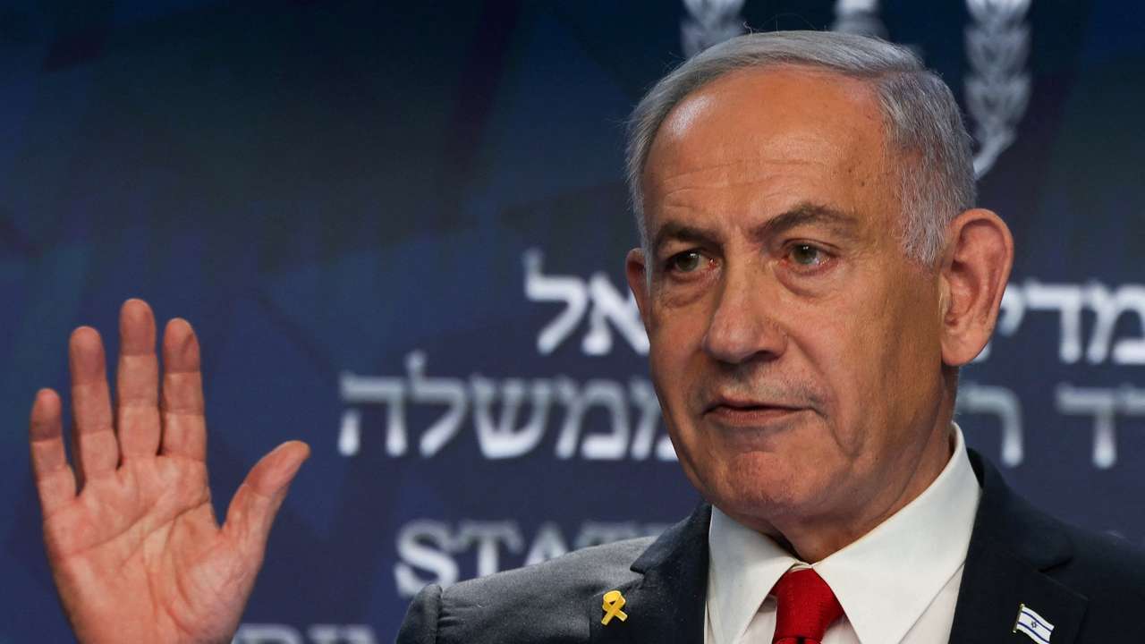 FILE PHOTO: Israeli Prime Minister Netanyahu attends a press conference, in Jerusalem