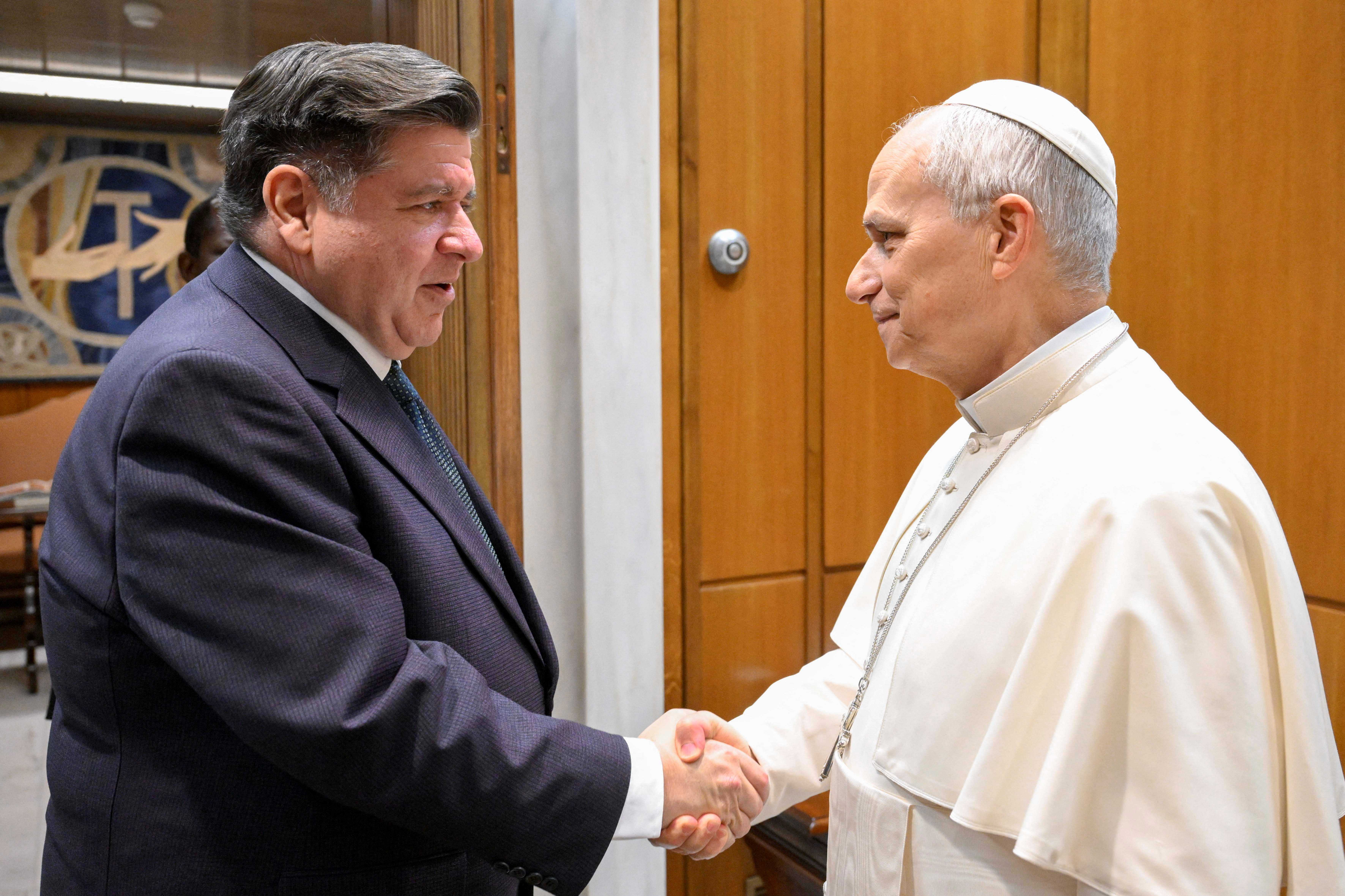 Illinois Governor JB Pritzker meets Pope Leo XIV at the Vatican