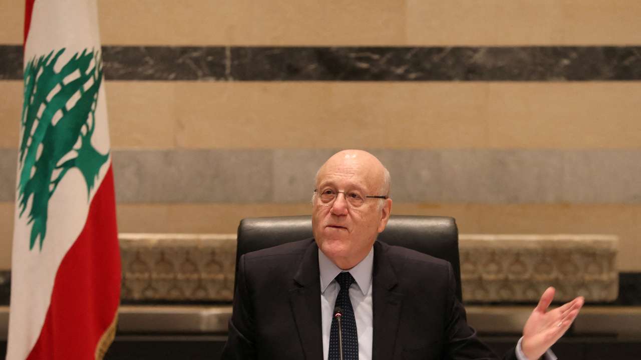 FILE PHOTO: Lebanon's caretaker Prime Minister Najib Mikati heads a cabinet meeting in Beirut