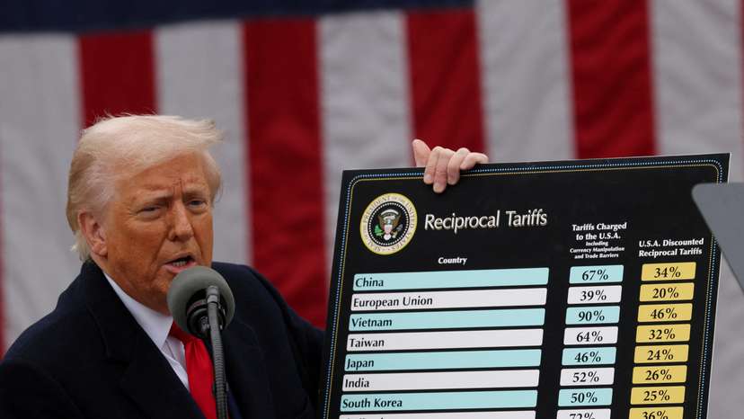 FILE PHOTO: U.S. President Trump delivers remarks on tariffs, at the White House