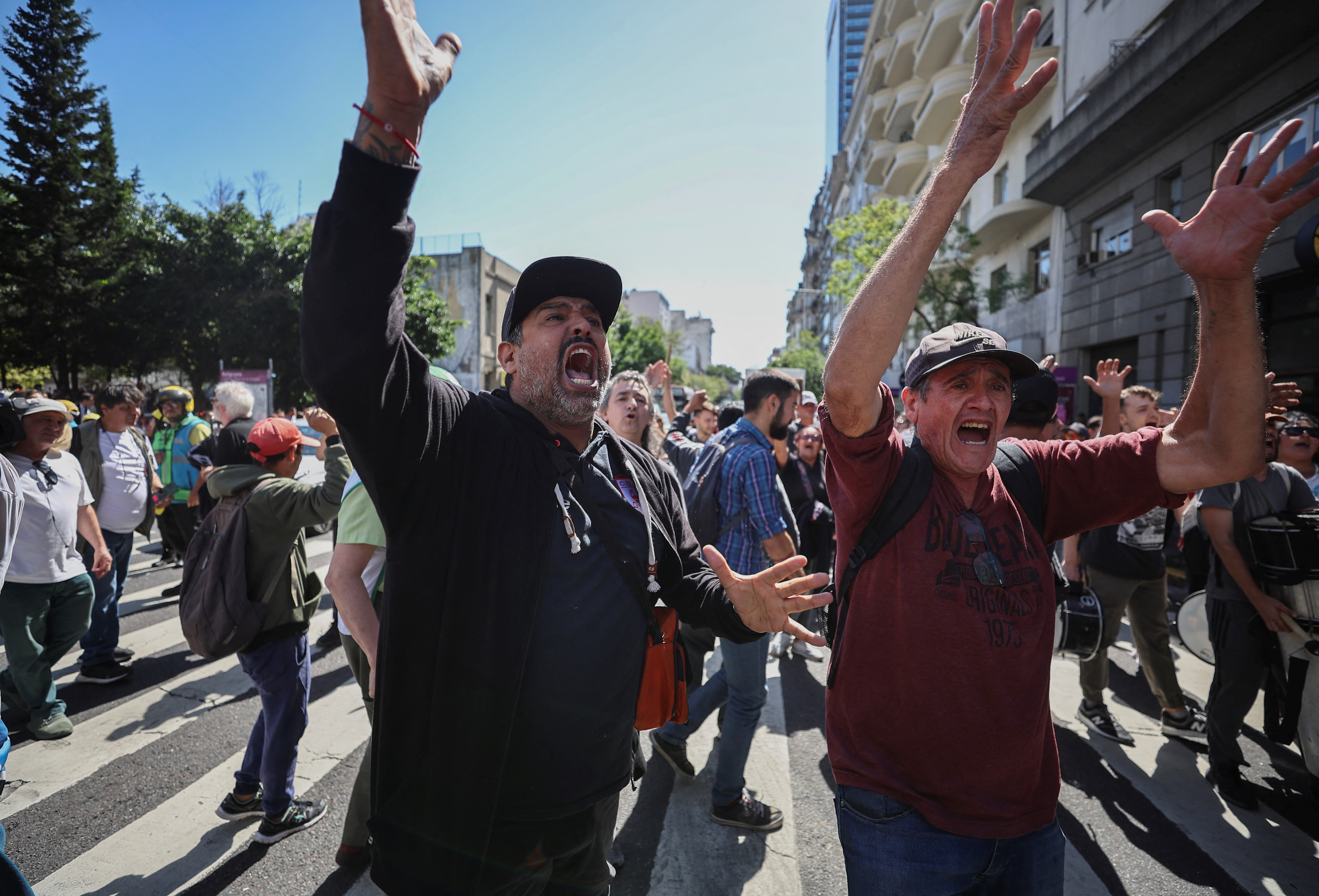 Demonstrators protest against Argentina's new President Javier Milei's adjustment policy, in Buenos Aires