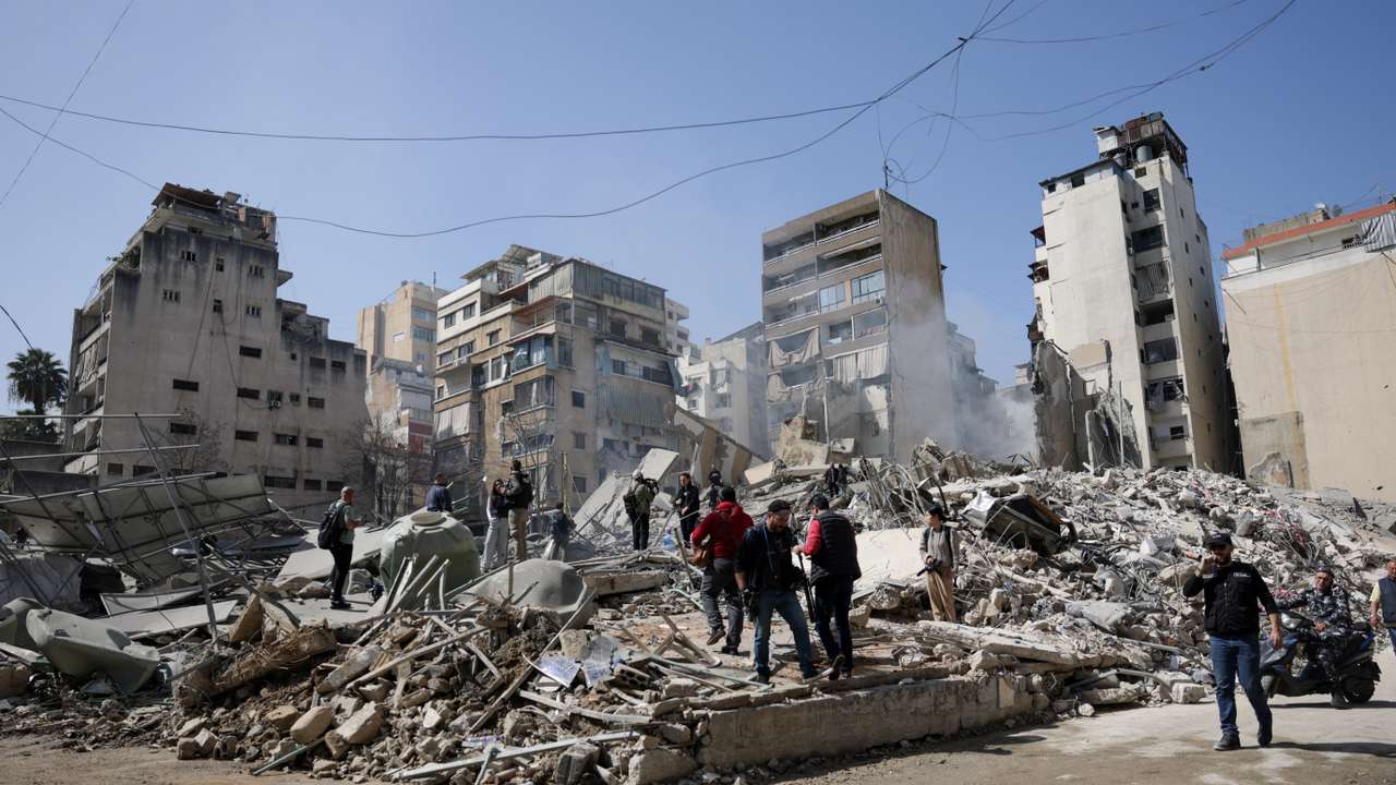 Aftermath of an Israeli strike, following an escalation between Hezbollah and Israel, in Beirut