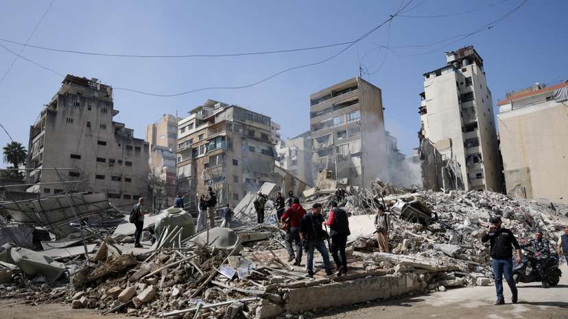 Aftermath of an Israeli strike, following an escalation between Hezbollah and Israel, in Beirut
