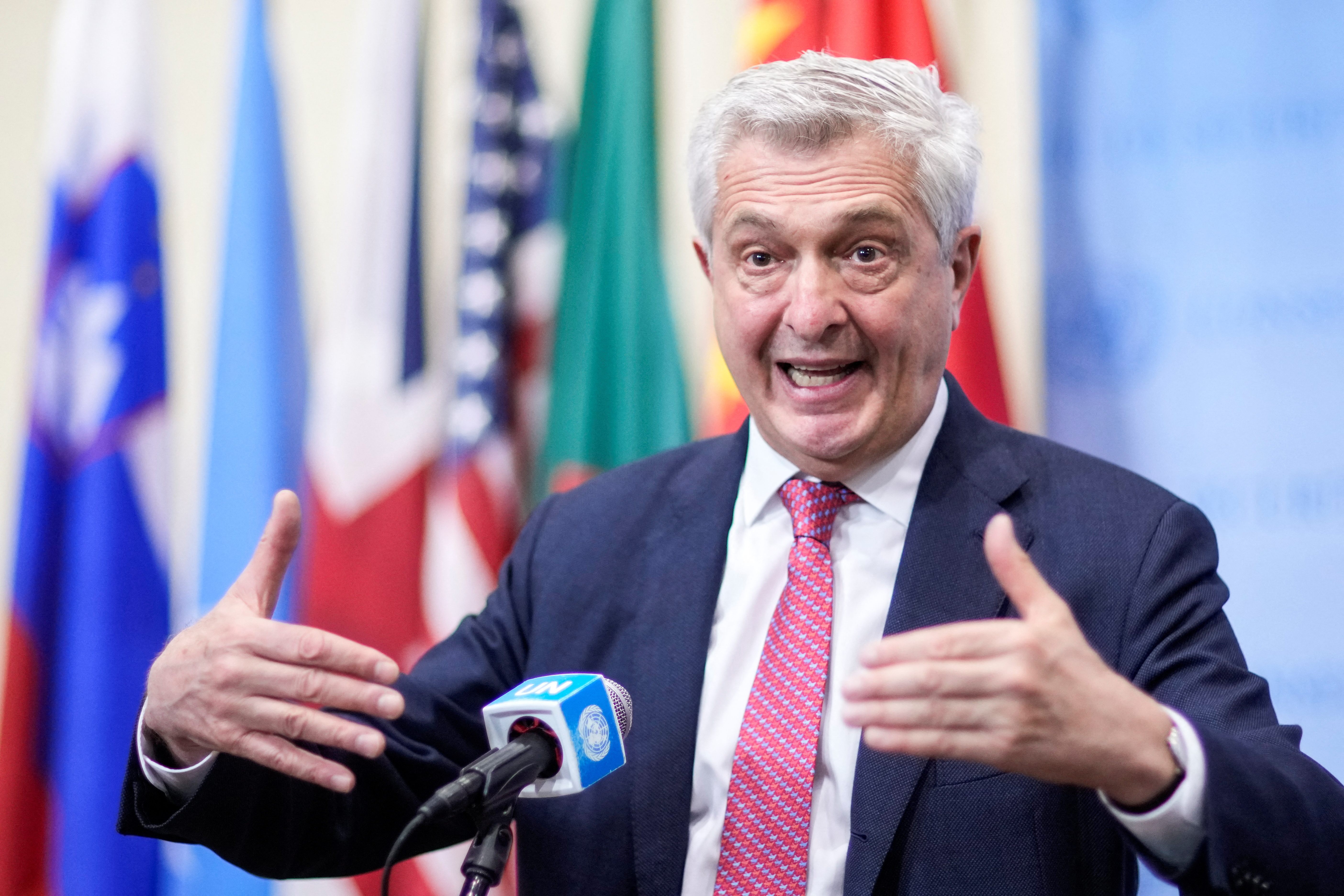 Filippo Grandi, United Nations High Commissioner for Refugees gives his remarks after attending a Security Council at U.N. Headquarters in New York