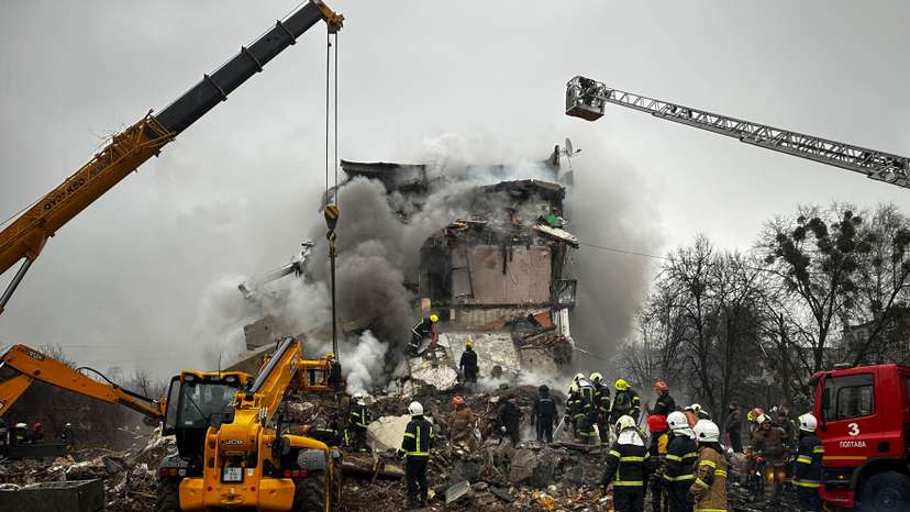 Aftermath of a Russian missile strike in Poltava