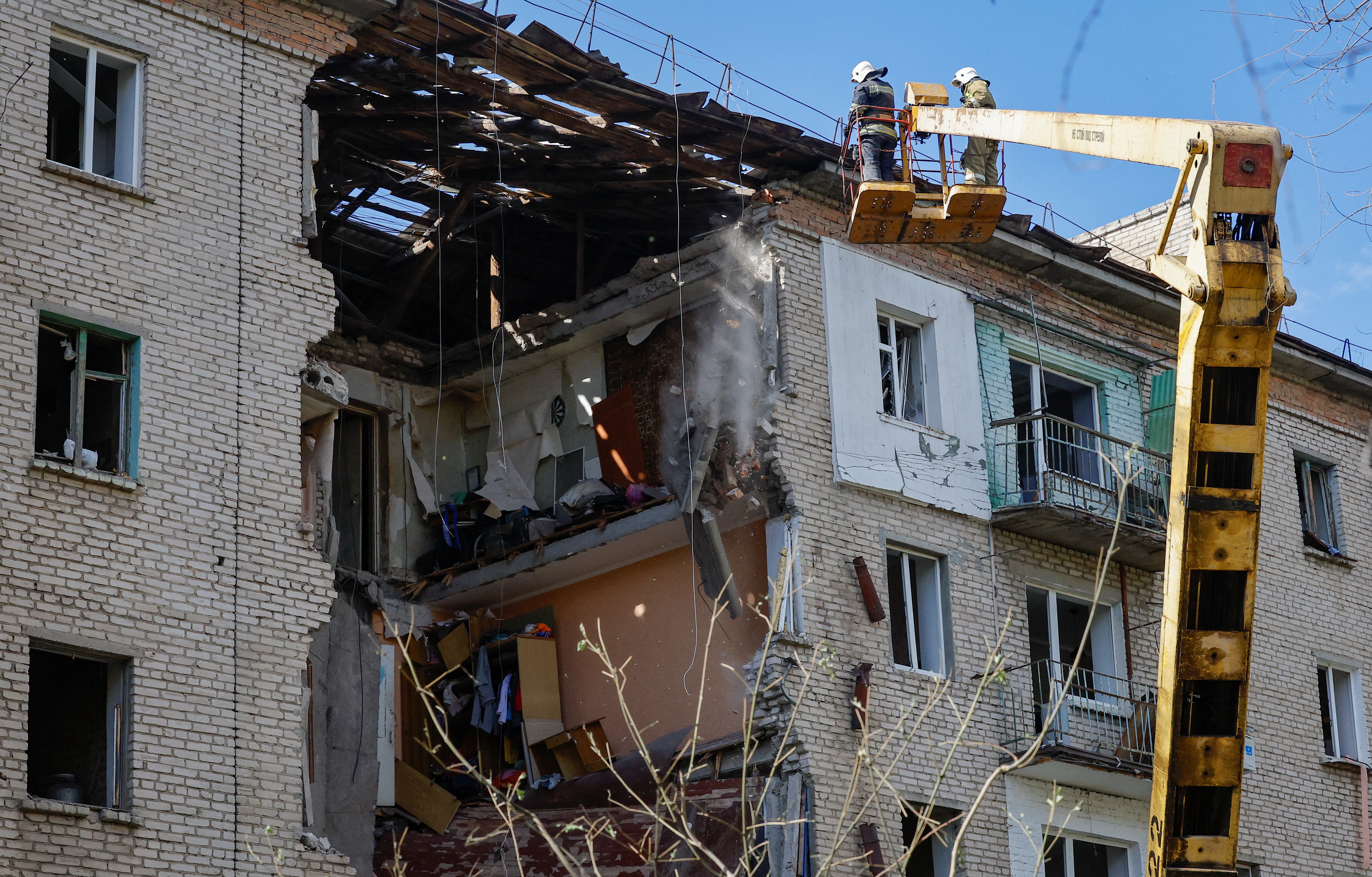 Aftermath of recent shelling in Luhansk