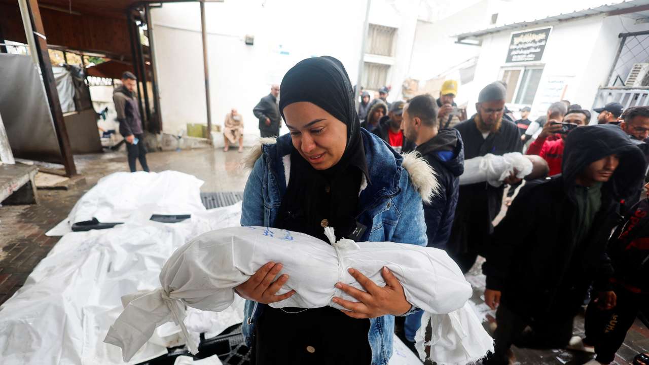 Aftermath of Palestinians killed in an Israeli strike, in Rafah