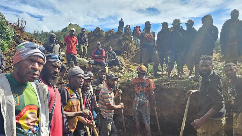 View of the damage after a landslide in Maip Mulitaka