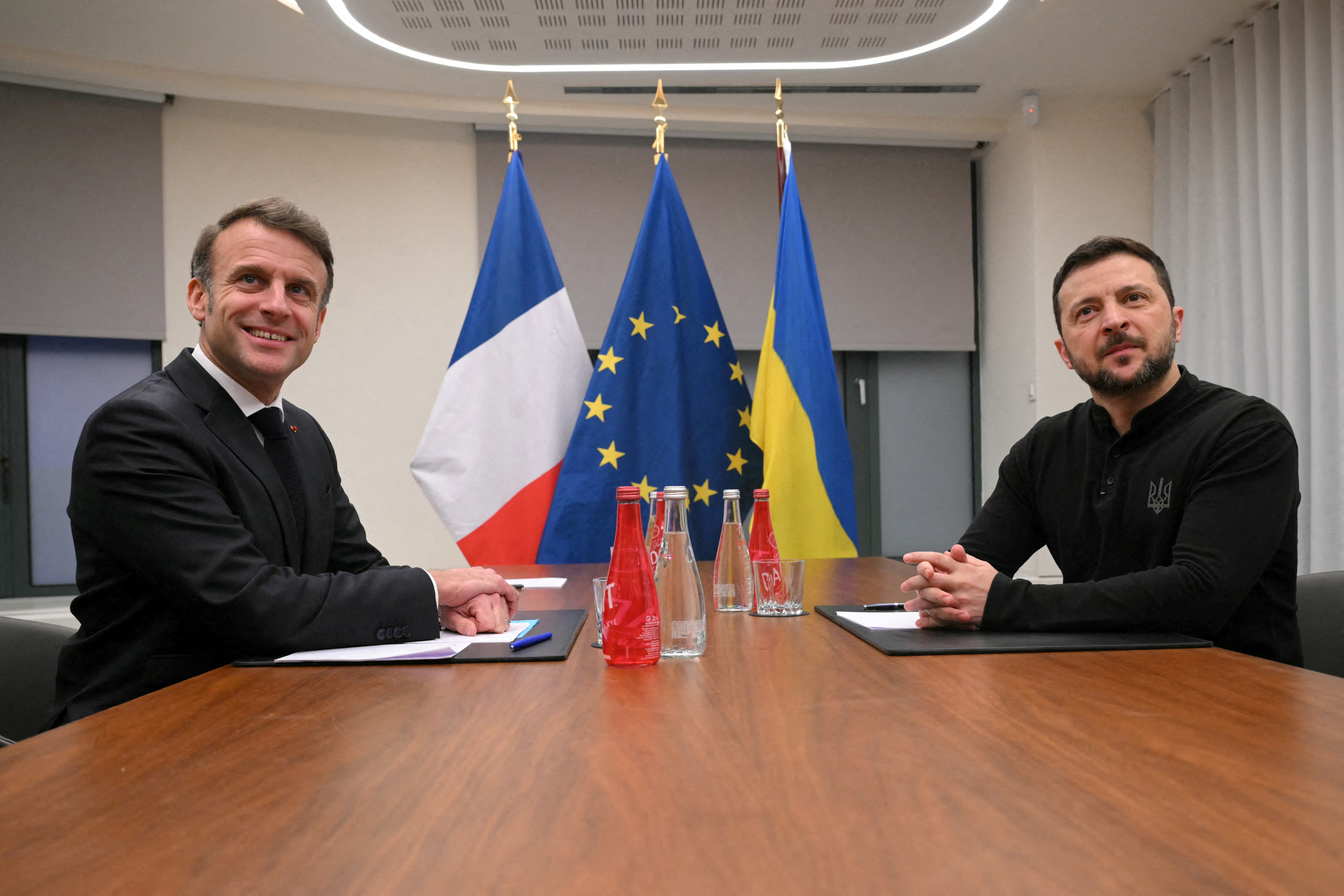 FILE PHOTO: Macron and Zelenskiy meet in Brussels
