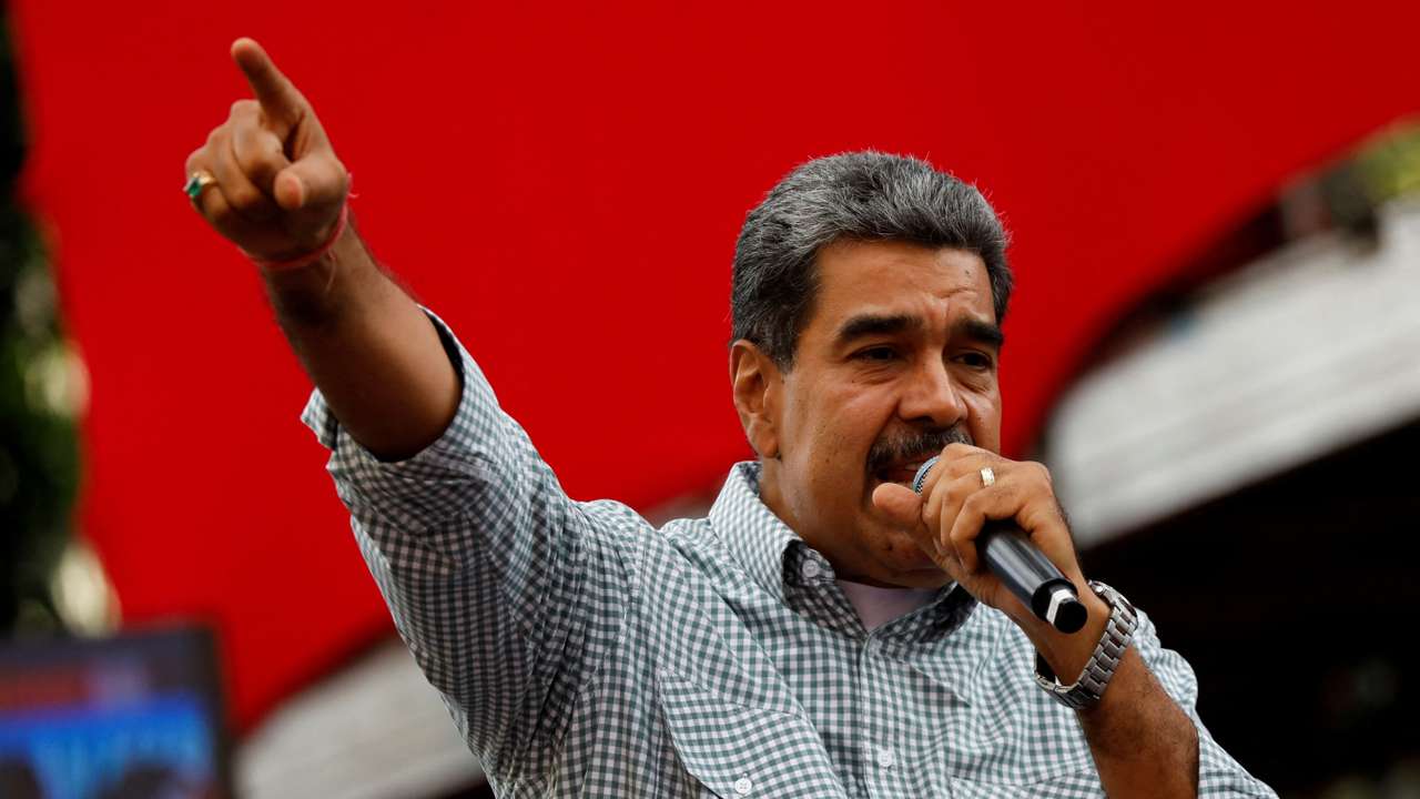 FILE PHOTO: Venezuelan President Nicolas Maduro delivers a speech