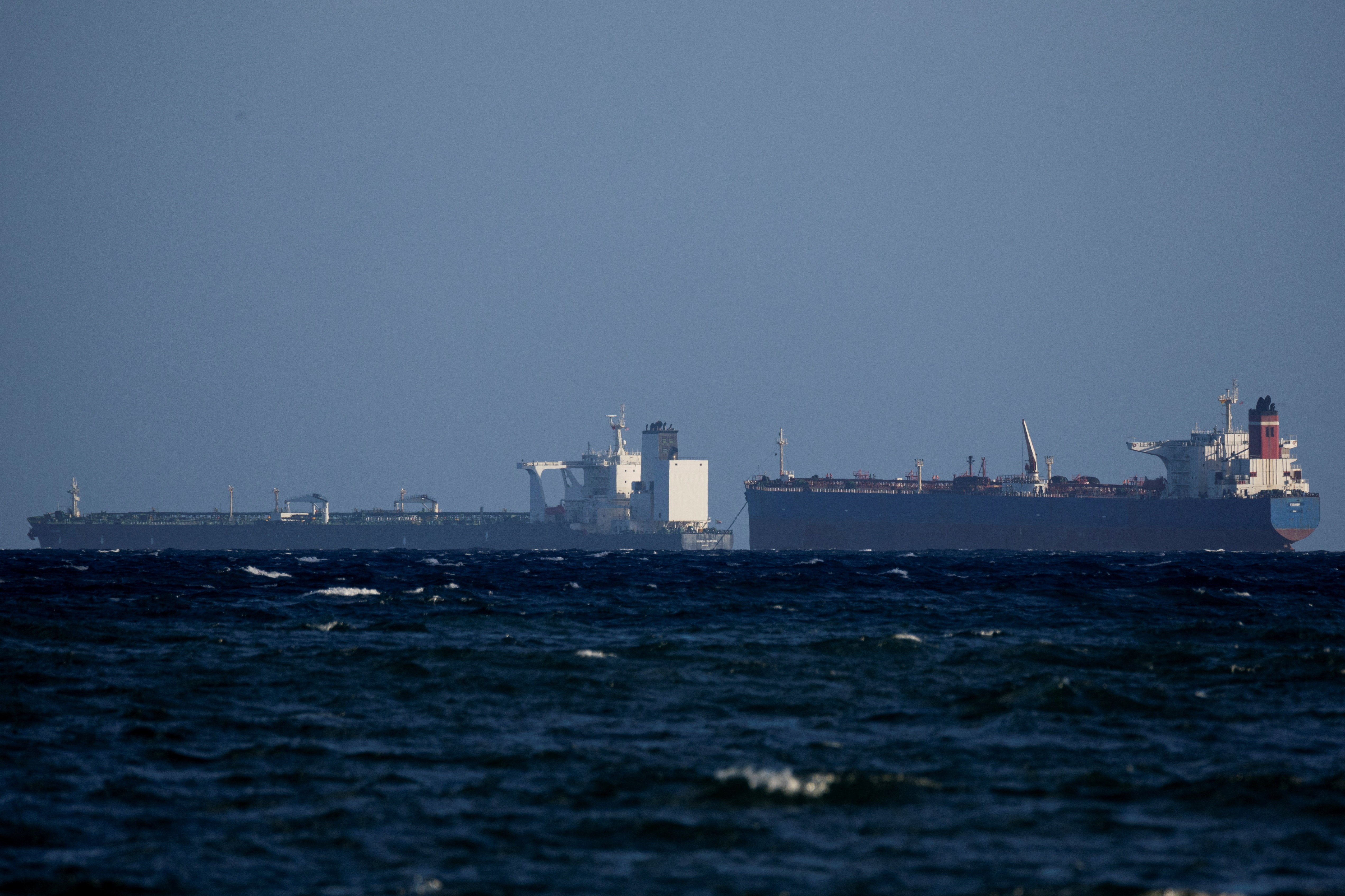U.S. seized oil tankers Galileo and M Sophia anchored off the coast of Ponce