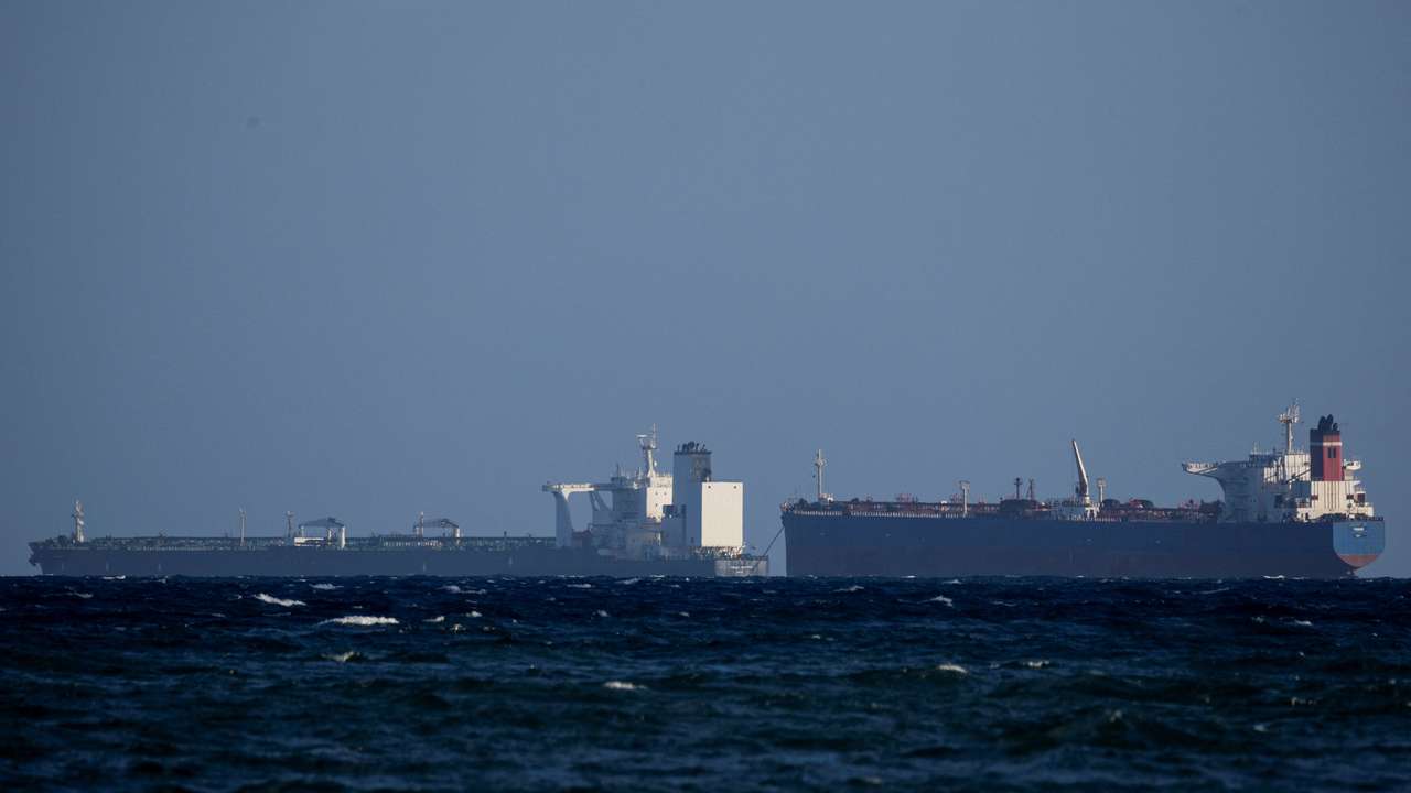 U.S. seized oil tankers Galileo and M Sophia anchored off the coast of Ponce