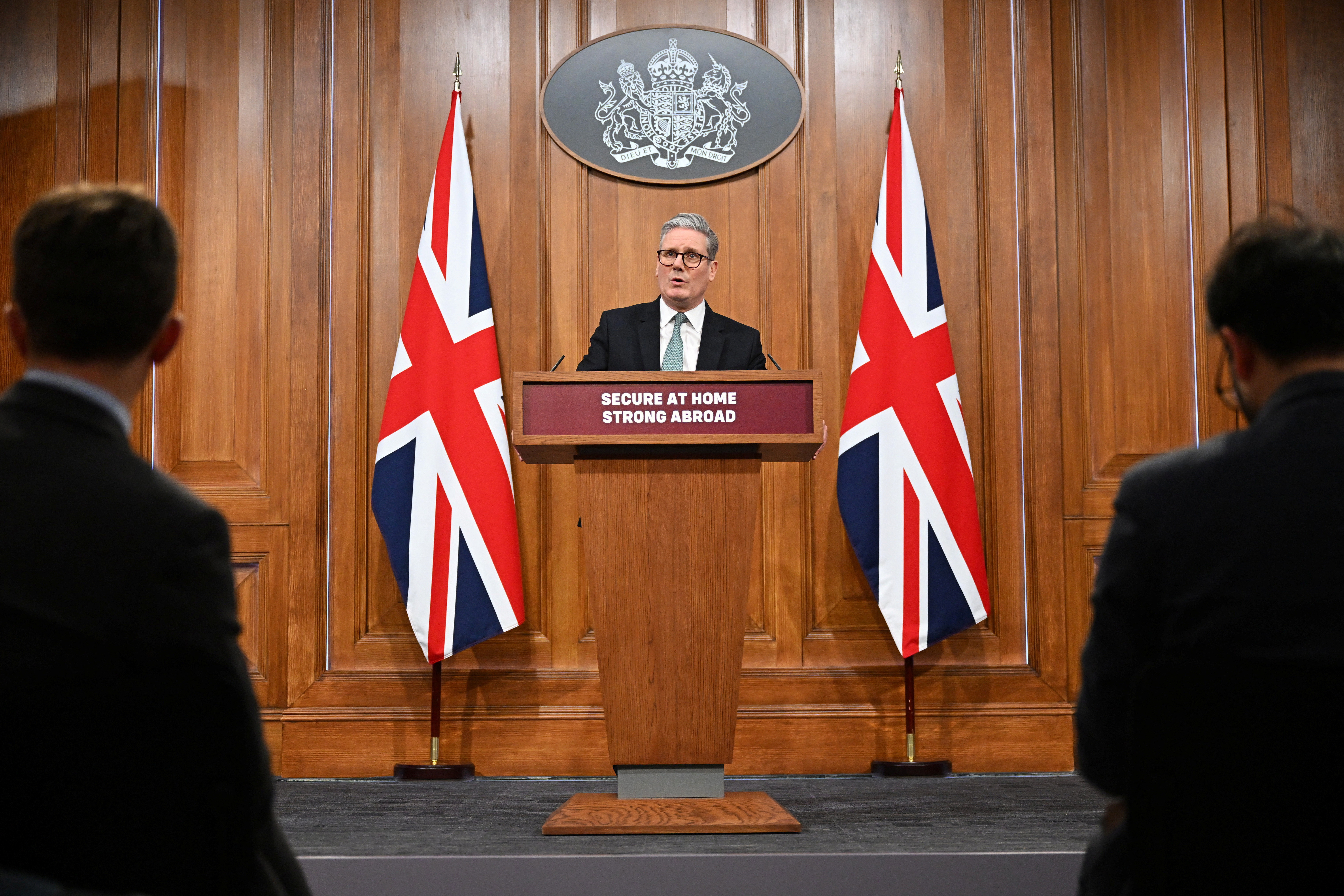 Prime Minister Keir Starmer delivers statement on defence at Downing Street