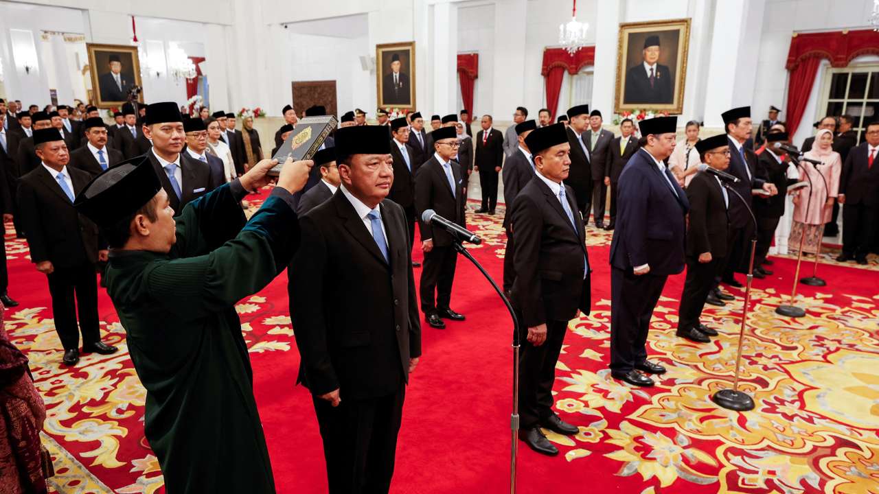 Indonesia's new president Prabowo Subianto inaugurates his cabinet ministers in Jakarta