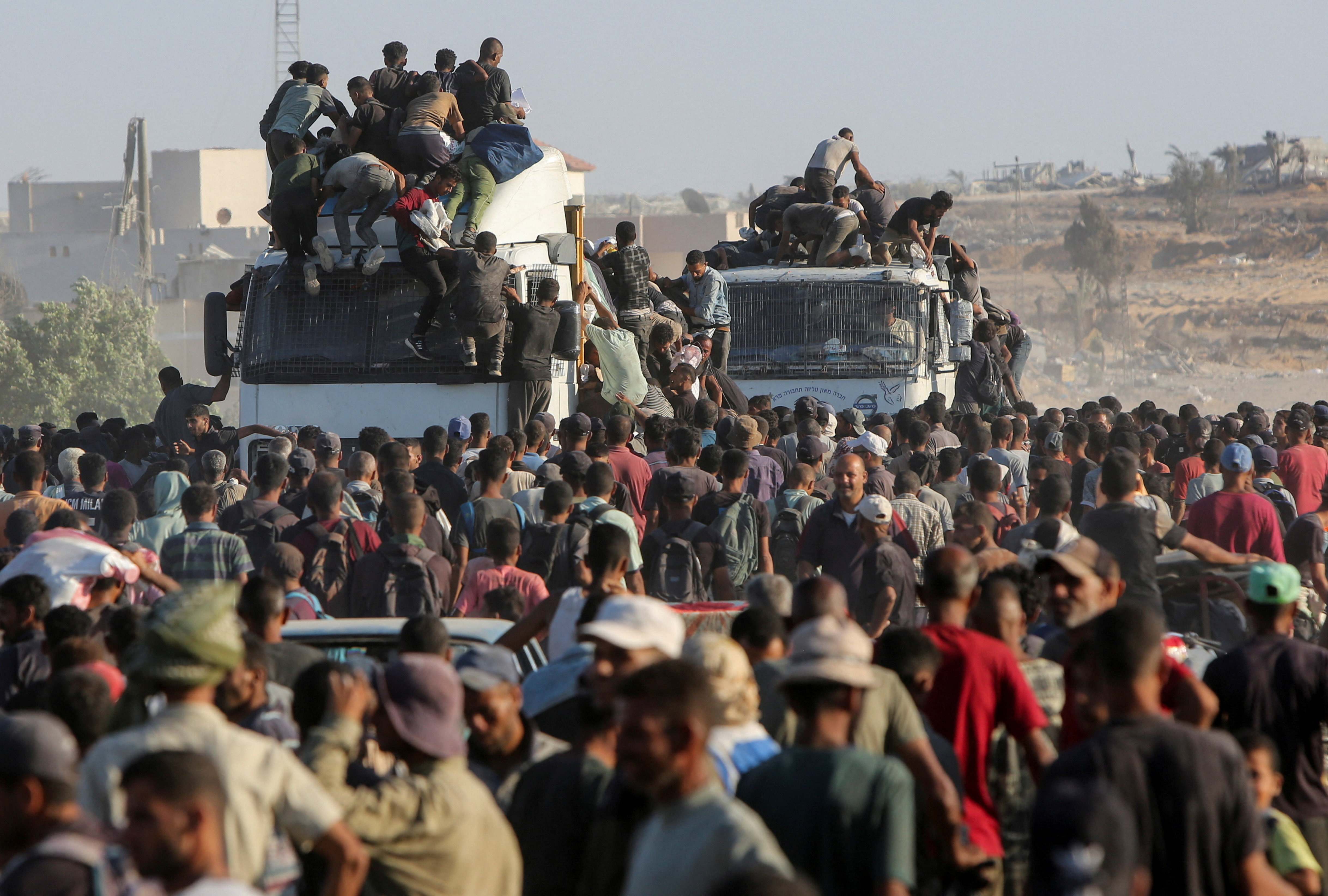 Palestinians seek aid supplies in Khan Younis