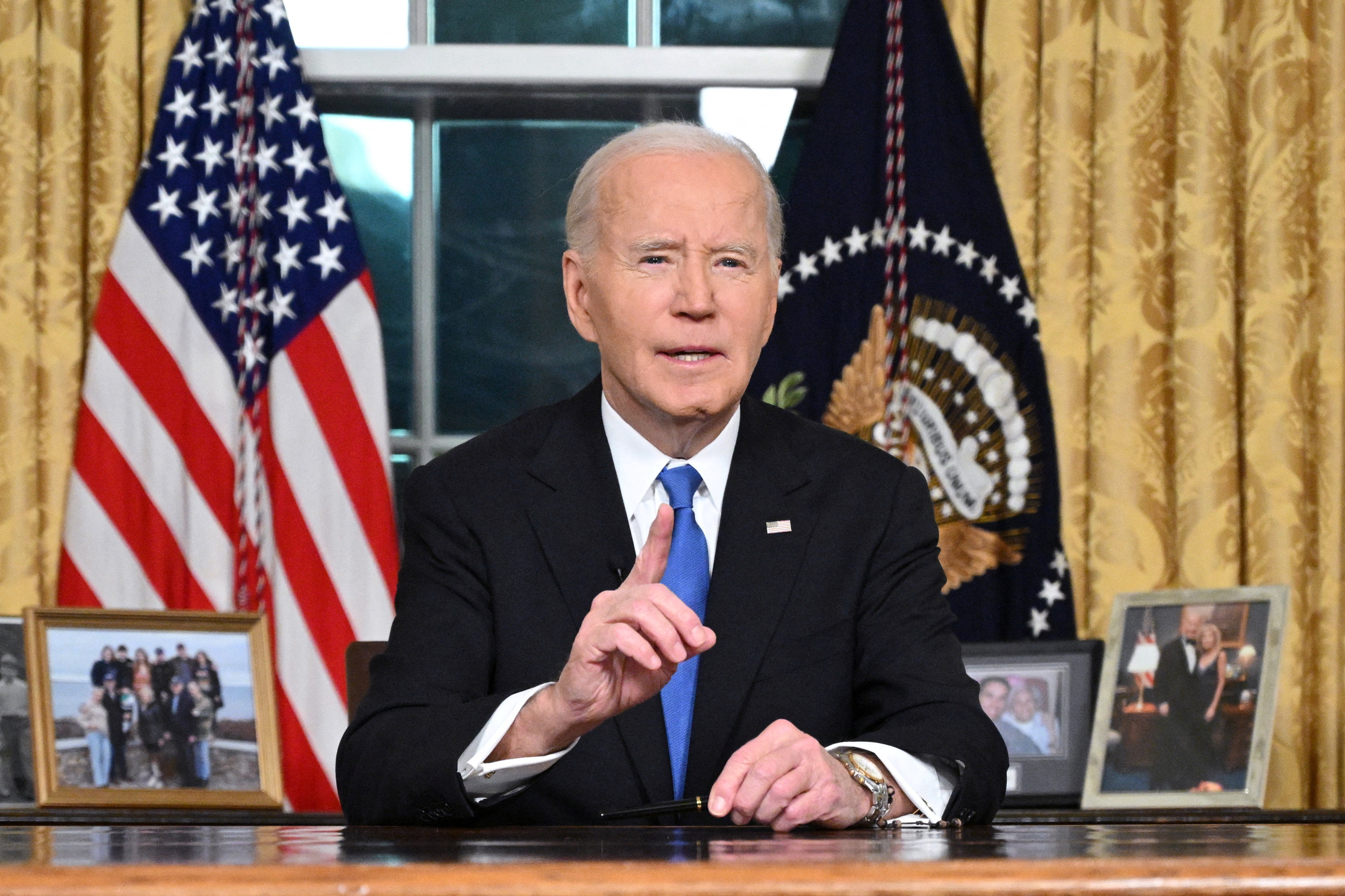Outgoing U.S. President Joe Biden delivers a farewell address to the nation from the Oval Office