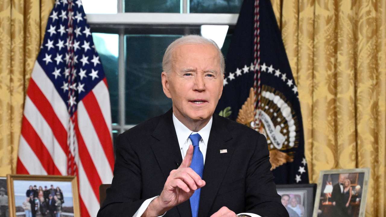 Outgoing U.S. President Joe Biden delivers a farewell address to the nation from the Oval Office