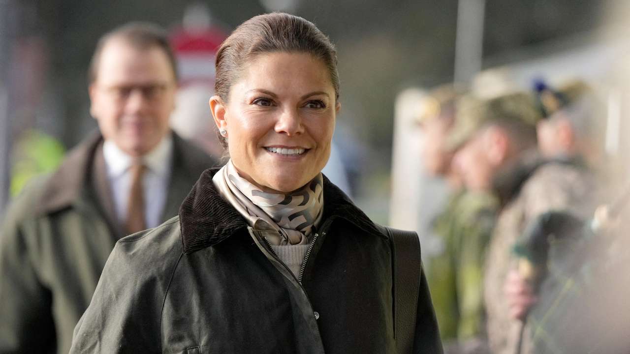 Swedish Crown Princess Victoria and Prince Daniel visit STANTA training camp where Swedish military personnel train Ukrainian soldiers