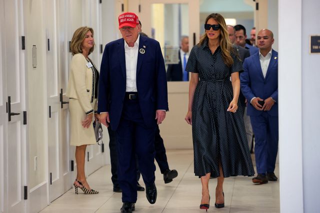 Republican presidential nominee former U.S. President Donald Trump votes on Election Day in Palm Beach