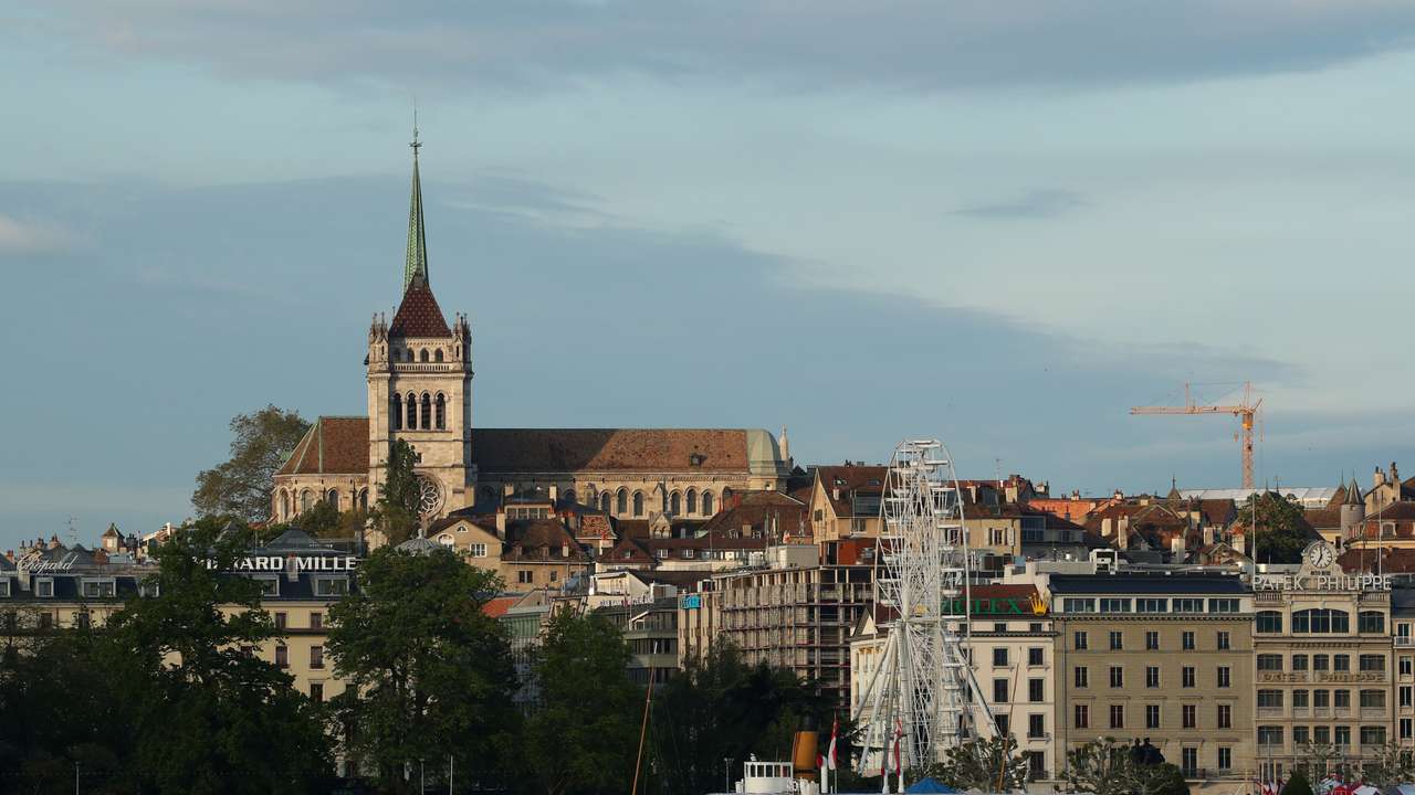 The St. Pierre Cathedral is seen early morning near Lake Leman in Geneva