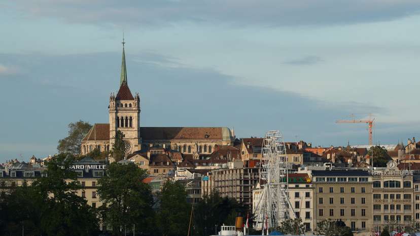 The St. Pierre Cathedral is seen early morning near Lake Leman in Geneva