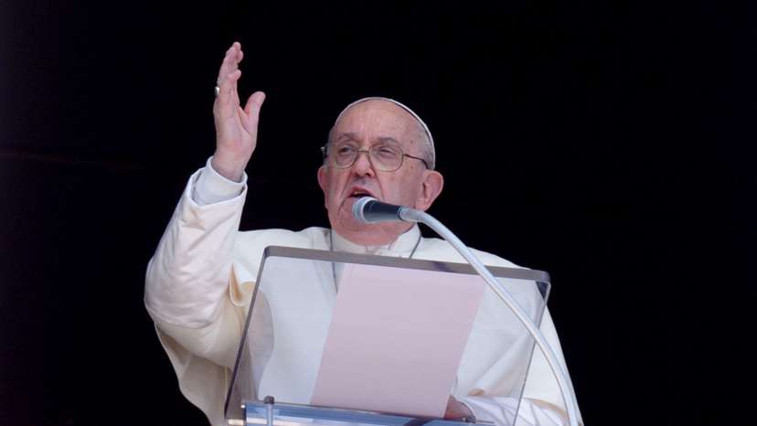 Pope Francis leads the Regina Caeli prayer at the Vatican