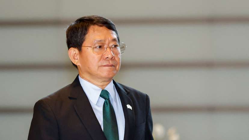 Philippine National Security Adviser Eduardo Ano arrives to meet Japanese Prime Minister Fumio Kishida at the prime minister's office in Tokyo