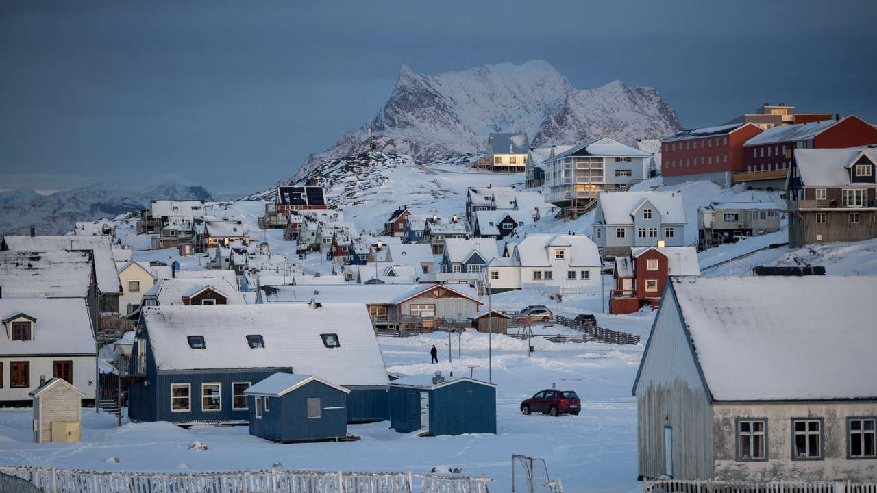 A view of buildings in Nuuk on the day of the meeting between top U.S. officials and the foreign ministers of Denmark and Greenland, in Nuuk