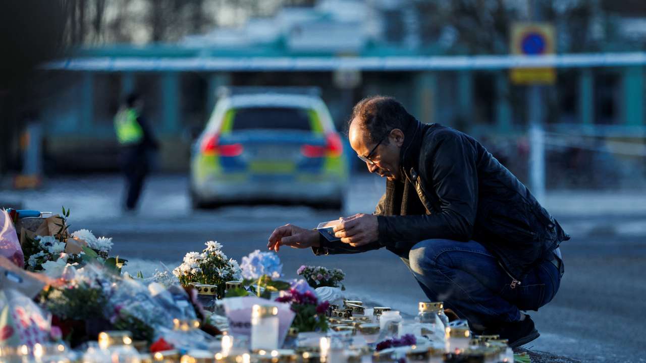 Aftermath of shooting attack at a school in Orebro